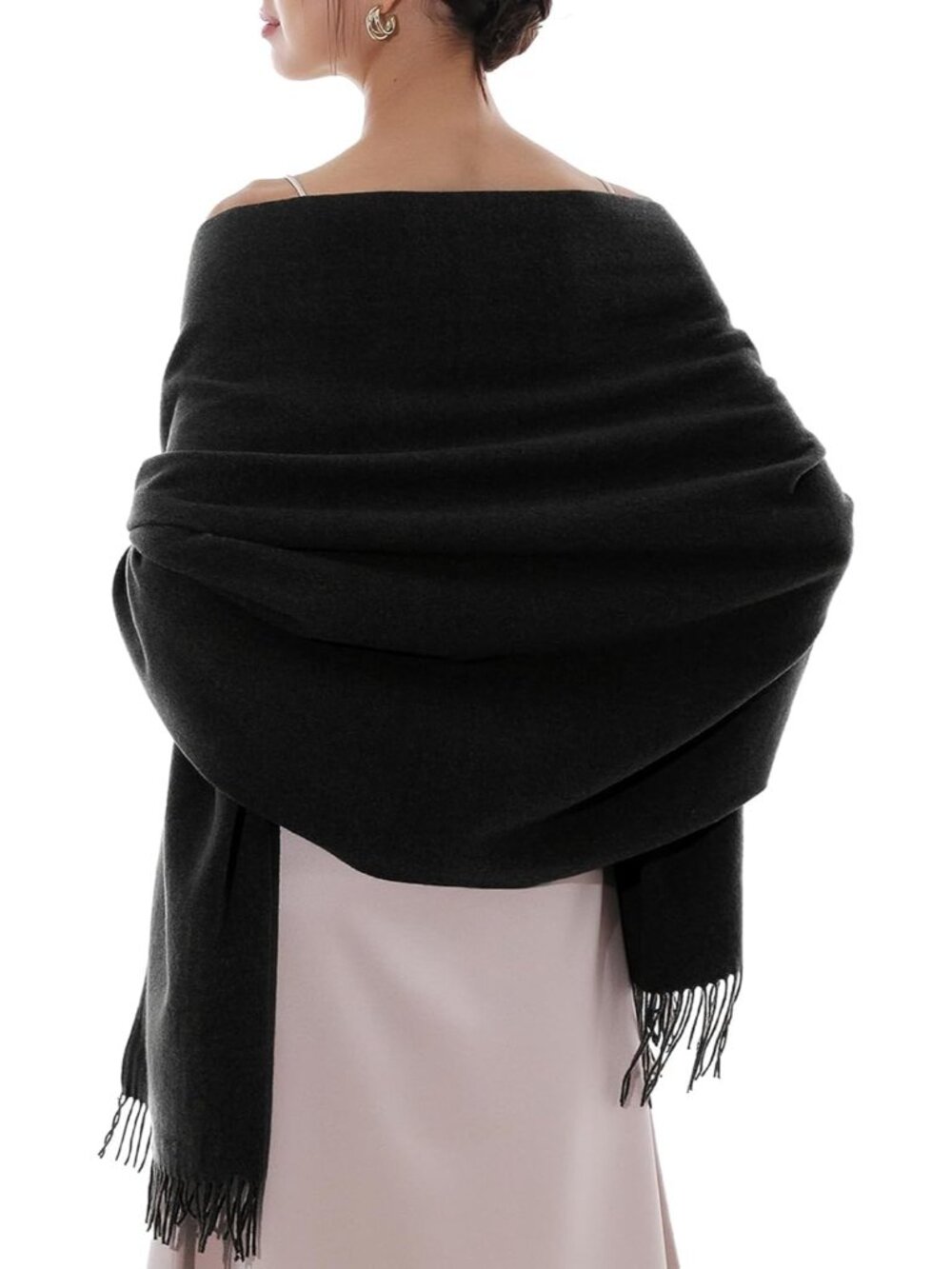 Women's Black Wedding Bridal Scarf Pashmina Shawls Long Large Scarves